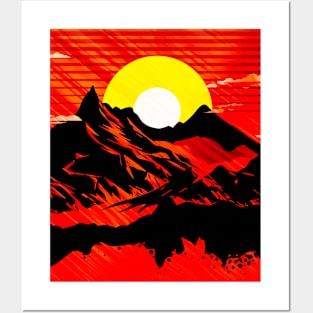 SUN AND MOUNTAINS VIEW VIBRANT Posters and Art